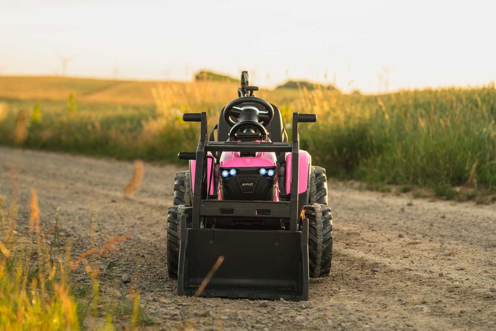 Różowy duży TRAKTOR KOPARKA NA AKUMULATOR 720t sx2068 400W 24V