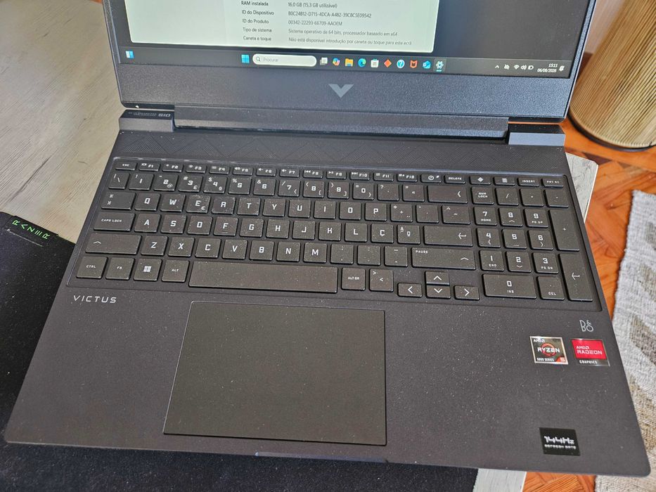 Portátil Gaming HP Victus 15-fb0021np (144Hz, Ryzen 5 5600H, Radeon RX 6500M,16GB,512GB) c/3 anos garantia