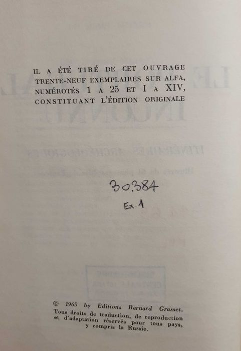 Livro Le Portugal Inconnu, Georges Pillement - 1965 - EXEMPLAR nº 1