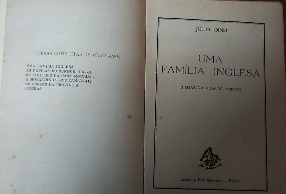 Júlio Dinis - Uma Família Inglesa Ed. 1959 Editora Figueirinhas