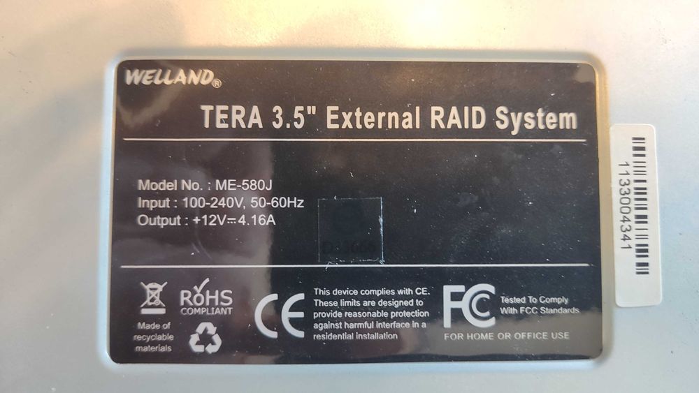 Obudowa USB/eSATA Welland ME-580J 2xHDD 3,5'' RAID 1, 0, IND, JBOD