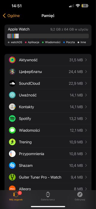 Applewatch 9 45mm 65gb pamieci