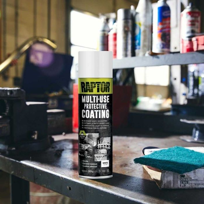 Захисне покриття (фарба) RAPTOR U-POL MultiUse 1K, 450 мл Чорний/Білий