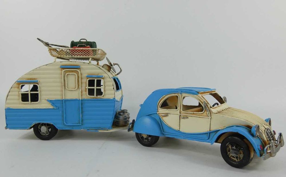 Metalowy model pojazd CITROEN + camping przyczepa auto camper