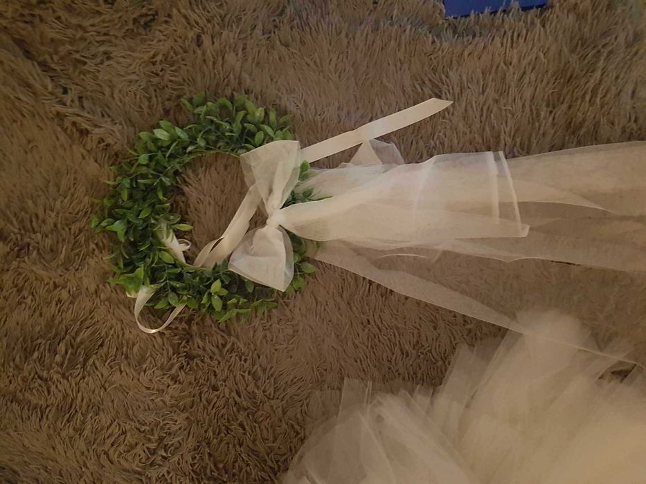 Zielone wianki kokardy tiulowe ślub