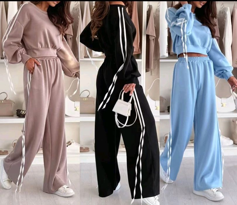 Komplet dresowy z lampasami bluza plus spodnie s,m,l