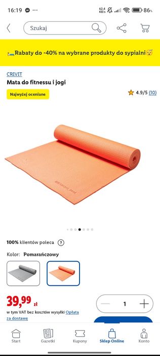 NOWA mata do ćwiczeń crivit