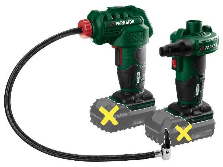 Bomba de ar e Compressor Parkside recarregável 20 V