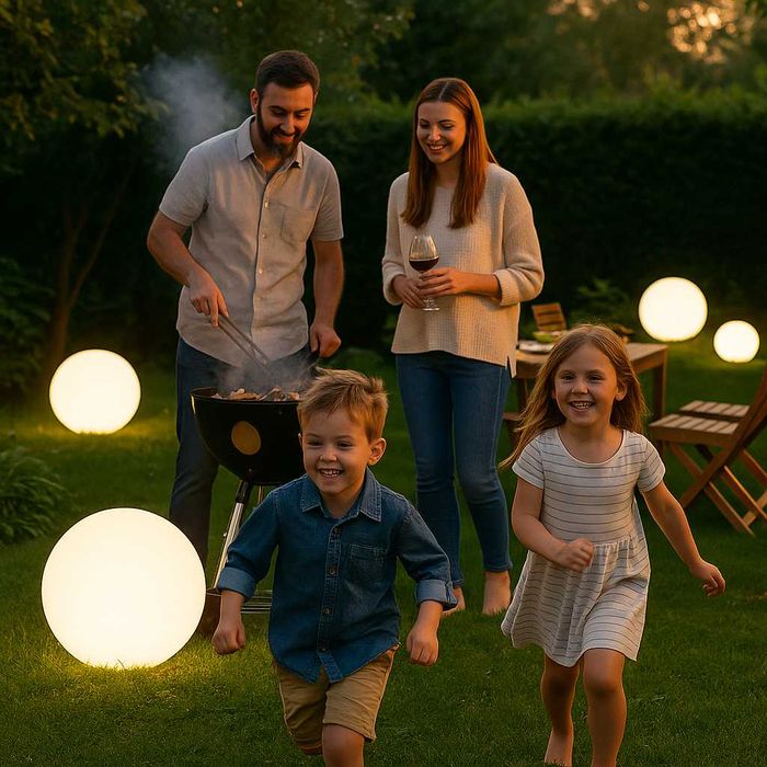 Lampa ogrodowa okrągła lampy 30cm. KULA 230V biała kula