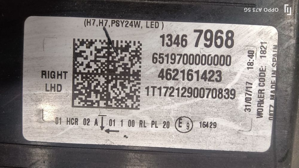 Farol Opel crossland x ótica direita 2018