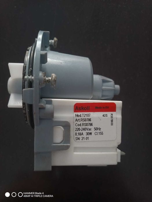 Silnik Askoll pompy odpływowej do pralki.