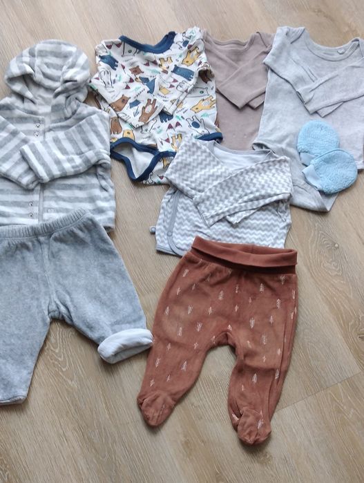 Komplet jesienny, ciepły + zestaw ubranek 62-68