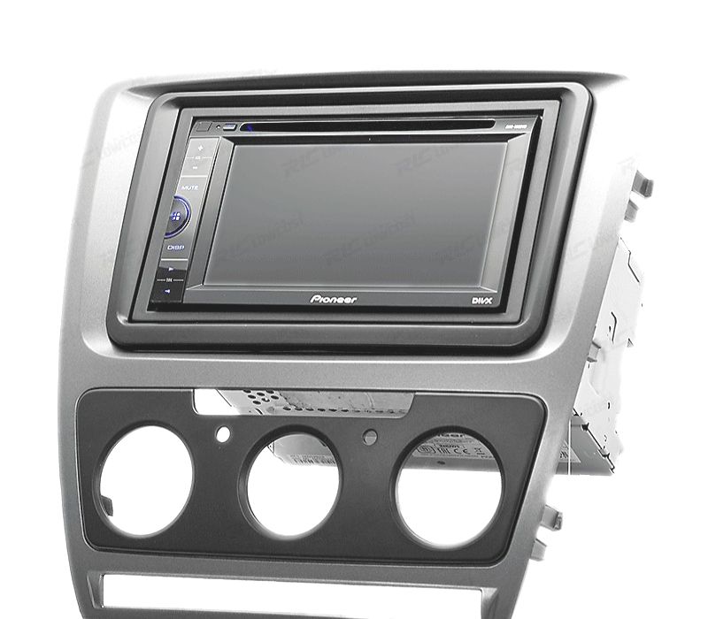 MOLDURA ADAPTADOR CINZENTA PARA RADIO 2-DIN PARA SKODA OCTAVIA 08-13 CON AIRE ACONDICIONADO MANUAL