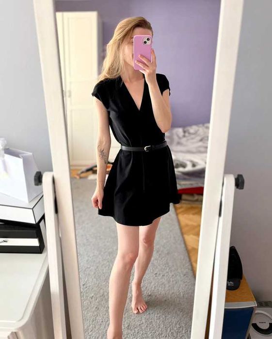 Mała czarna Mango MNG Basics XS 34 krótka pudełkowa sukienka