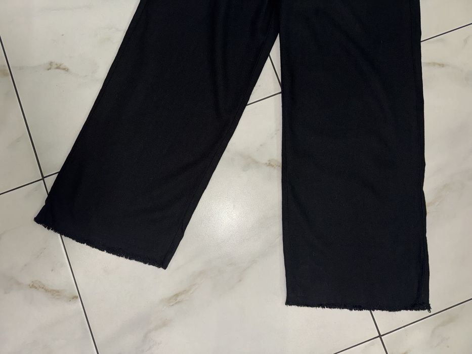 Женские черные льняные широкие брюки штаны Bershka XS (36)