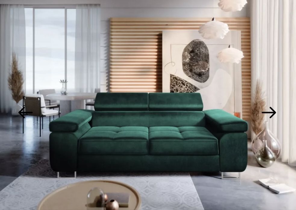 Nowa sofa kolor butelkowa zielen 180cm szerokosci
