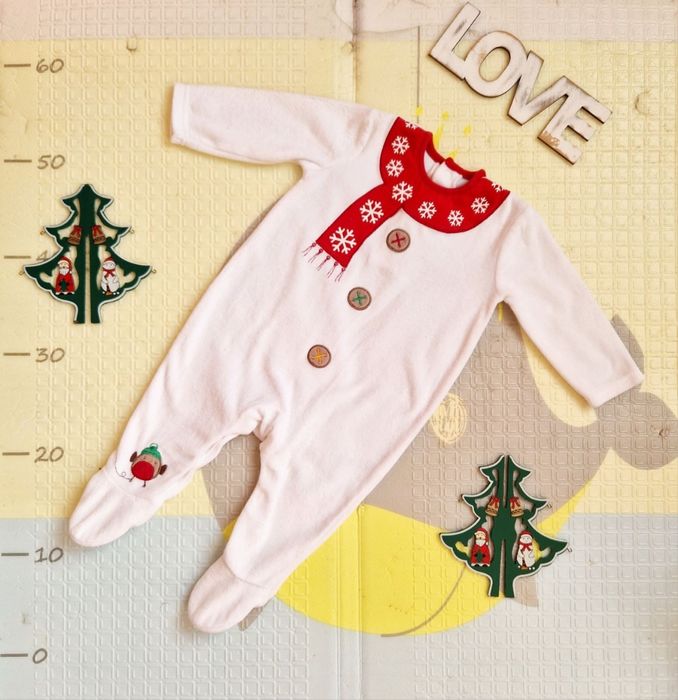 Новорічний різдвяний чоловічок george джордж 3-6 м ромпер бодік сліп