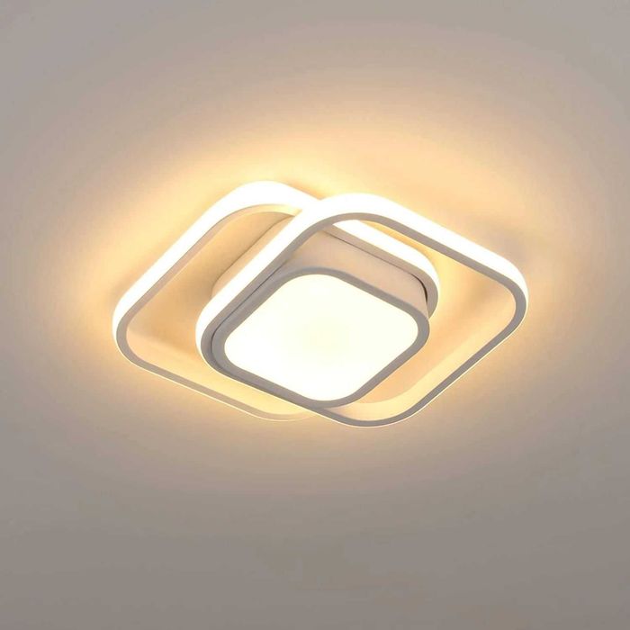 Lampa LED Biała Sufitowa na Sufit Plafon Ring Lampka Kwadrat
