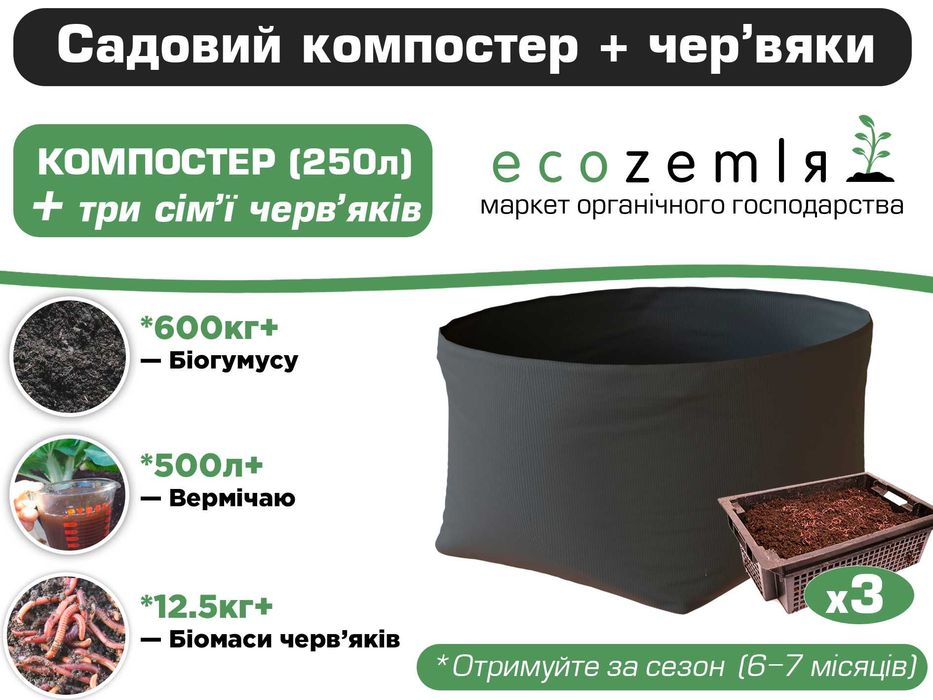 Хробаки для біогумусу, для компосту черви старатель, сім'я 1500шт