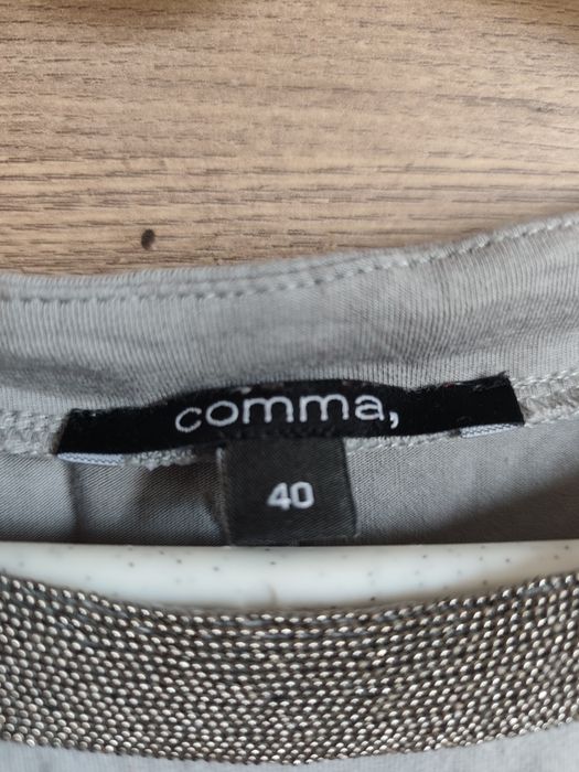 Comma 40 bluzka krótki rękaw koszulka t-shirt szara