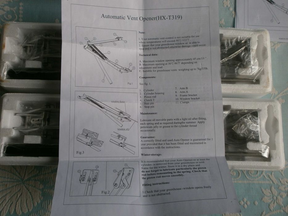 Автоматический проветриватель для теплиц  HX-T319 (две пружины)