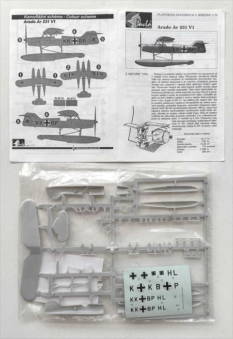 Pavla Models_Arado Ar 231 V1. Esc. 1:72. Completo e como novo.