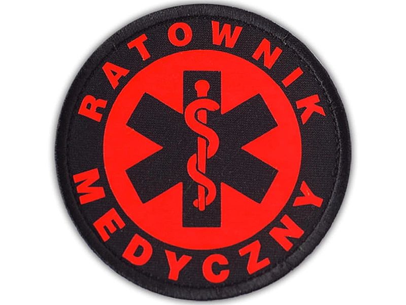 Emblemat FLUO RATOWNIK MEDYCZNY na rzepie 8,5 cm