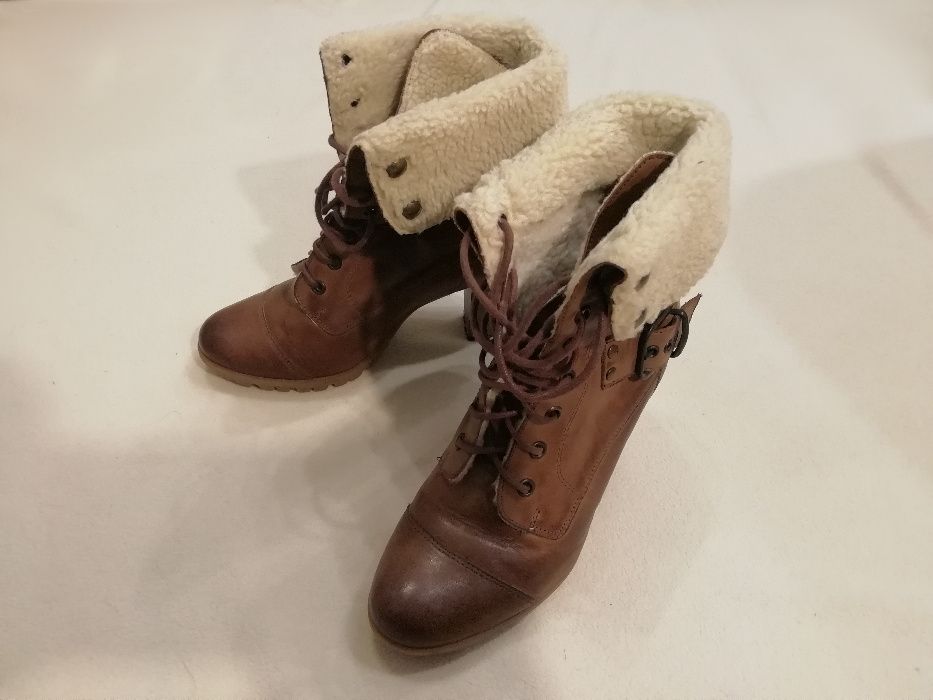 Lacoski 37 trzewiki botki skórzane kolor camel skóra