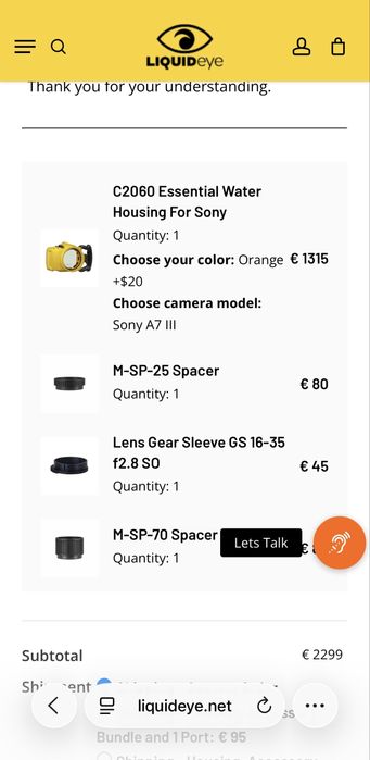 Waterhousing para Sony a7iii & a7riii