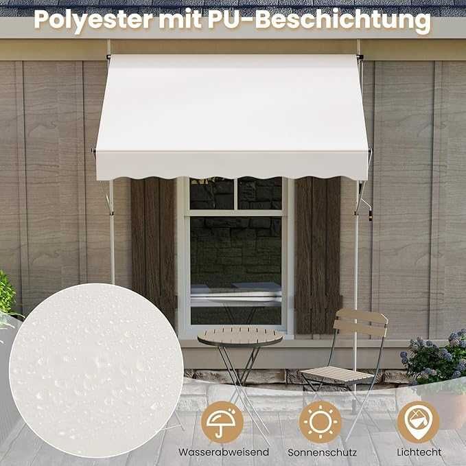 Markiza balkonowa 200x180 Regulowany z korbą ręcznie zwijana Costway