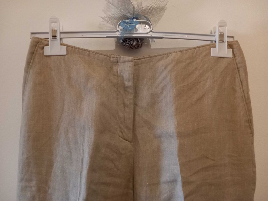 Calças linho bege Massimo Dutti