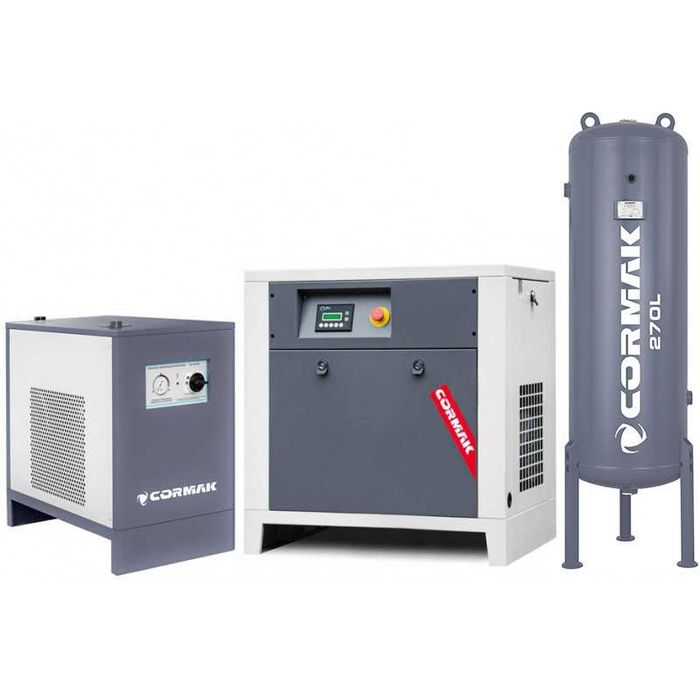 Sprężarka śrubowa LUFT 700 - 5,5kW - 650L/min. + Osuszacz + Butla 270L