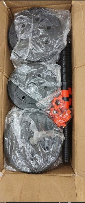 Regulowane hantle bitumiczne 2x10kg sztanga gryf hantelki ciężarki 20k