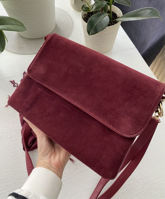 Сумка бордова марсала + шарф в колір