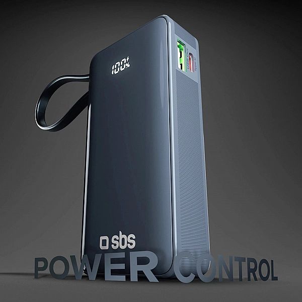 Powerbank SBS 10000 mAh 20W z wbudowanym kablem USB-C i wyświetlaczem