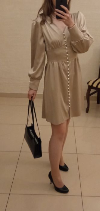 Sukienka rosegold różowa perły