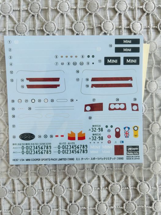 Samochód Mini Cooper model do sklejenia Hasegawa 20814