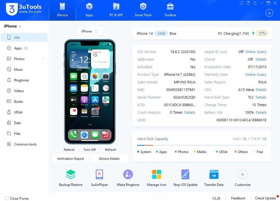 Apple Iphone 14 Blue 128Gb(отличное состояние)