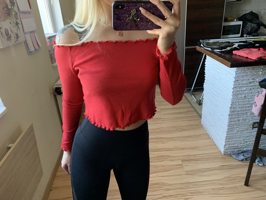 Czerwona bluzka hiszpanka h&m 38