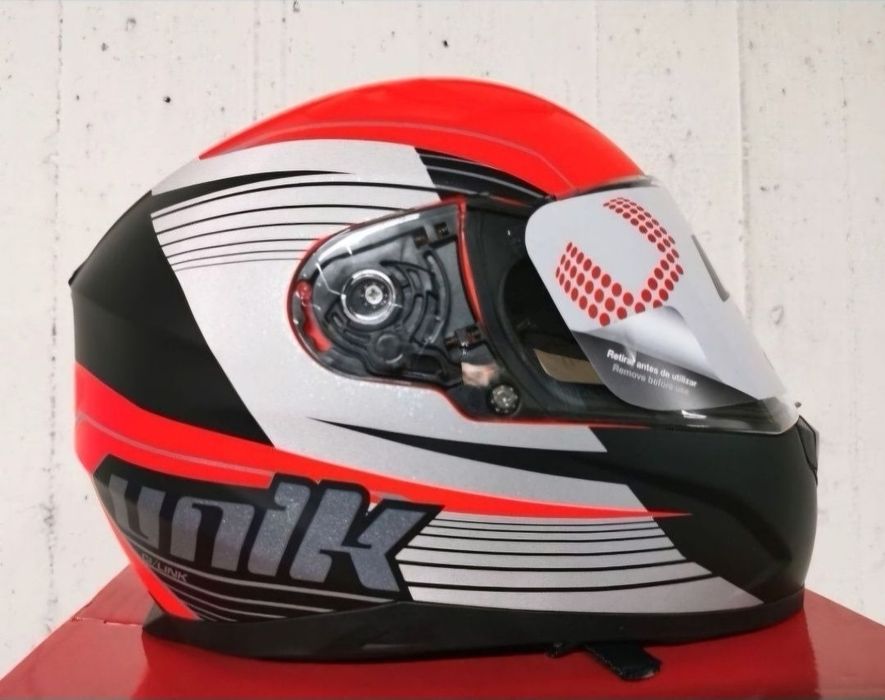Capacete Integral Unik Red / White ( L )( NOVO )