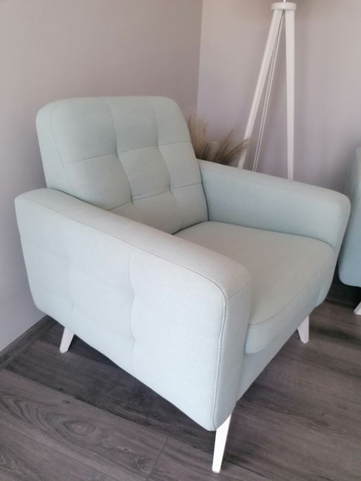 Kanapa fotel podnóżek komplet pikowana