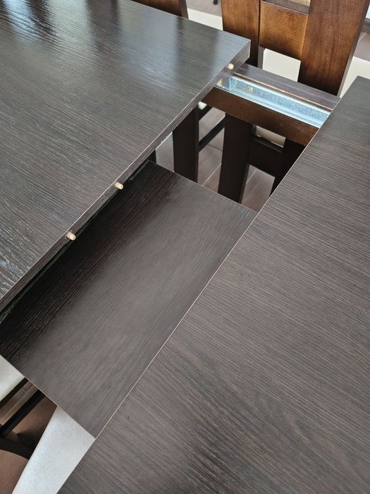 Stół 90x180(260) i 8 krzeseł brąz