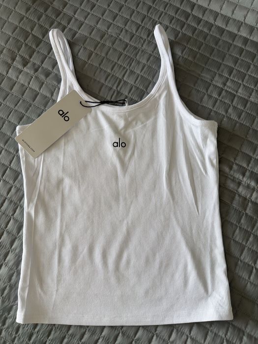 Bluzka tank top Alo Yoga S biala na ramiaczkach