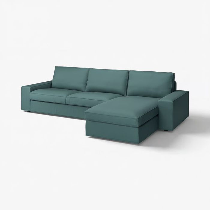 Sofá IKEA KIVIK 4 Lugares c/ Chaise Longue – Turquesa Acinzentado – Praticamente Novo