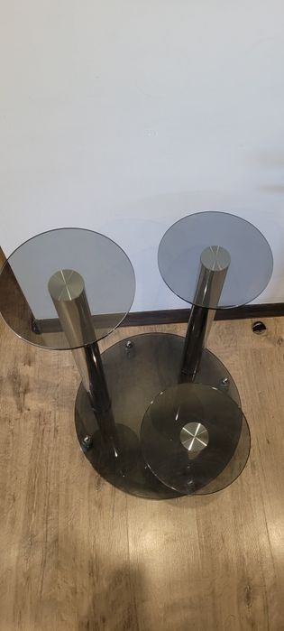 Kwietnik szklany 3półki kółka