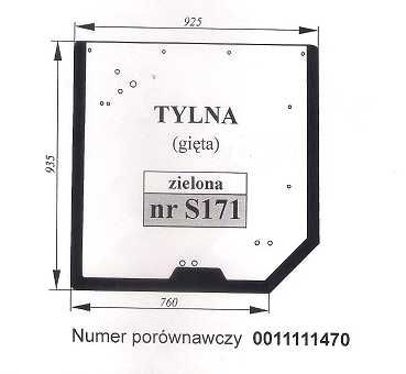 szyba Claas/Renault Axion - tylna S 171
