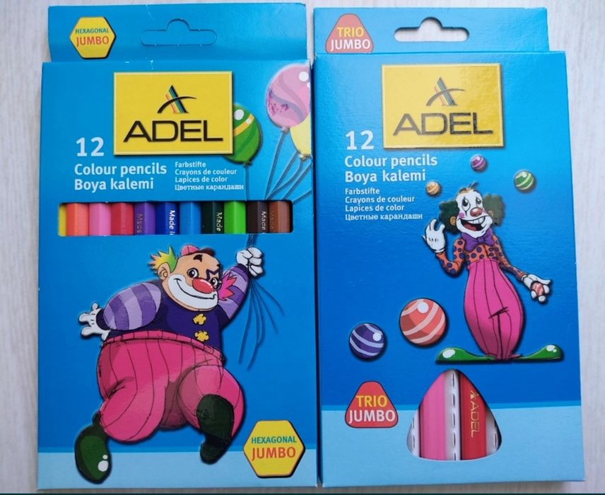 Олівці кольорові Adel (Турція) 12шт/упк. Jumbo розмір!