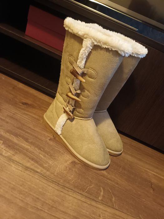 Skórzane Kozaki Buty Emu Wysokie Śniegowce Naturalne