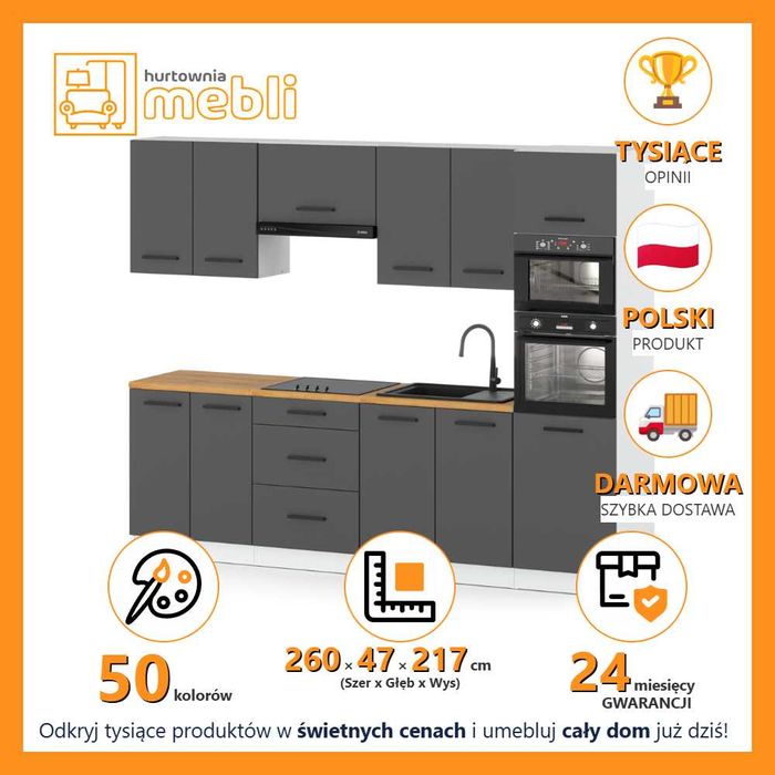 Kuchnia Marra Ze Słupkiem 2.6m Nowoczesny Zestaw Kuchenny Modułowy