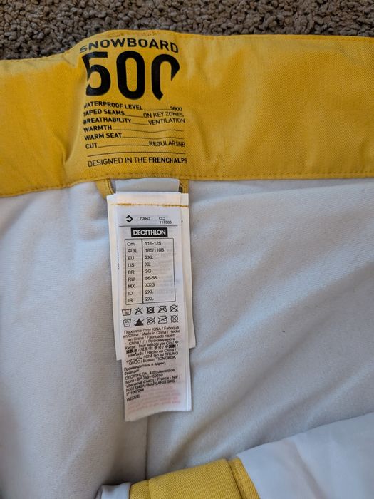 Spodnie XXL 2XL snowboardowe narciarskie męskie wedze  Decathlon żółte
